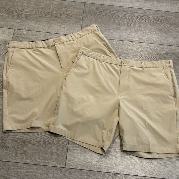 Mizzen & Main Performance Shorts Helmsman Lot (2) Beige Mens 38 X 8 Golf Preppy - Picture 1 of 6